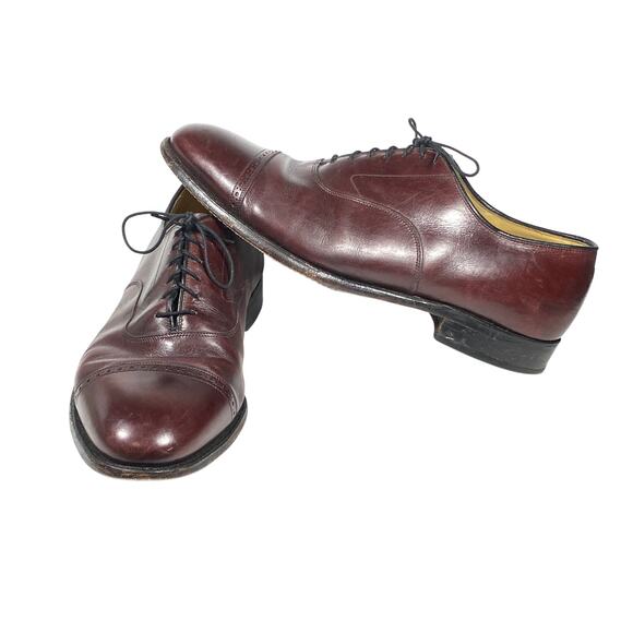 Johnston & Murphy Oxford Dress Shoes Lace-Up Mens 11 M  Brown Leather Cap Toe - Picture 1 of 10